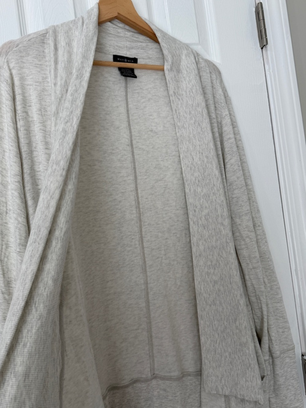 Soft Draped Cardigan in Light Heather Cream - Picture 9 of 12